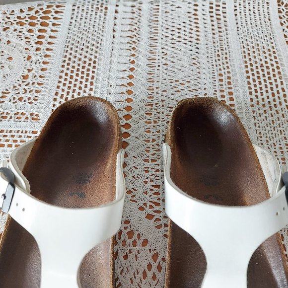 Birkenstock Sandals White Gizeh Thong Eva Slippers Slip-on Adjustable Buckle 34 - Picture 9 of 14